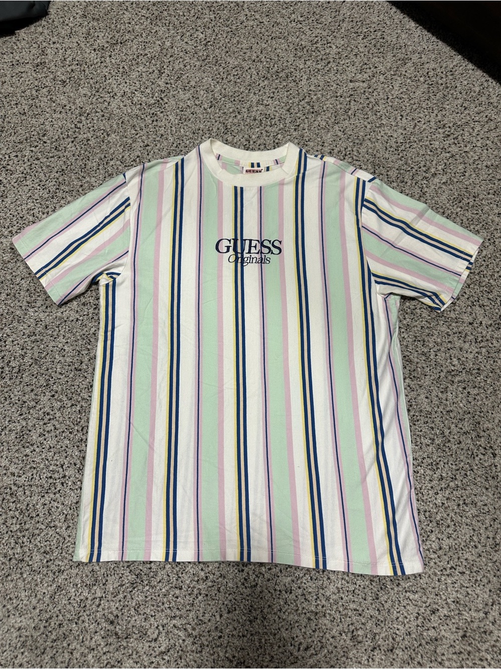 Guess Originals Pastel Multi-Stripe Crew Tee